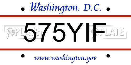 575YIF District Of Columbia License Plate