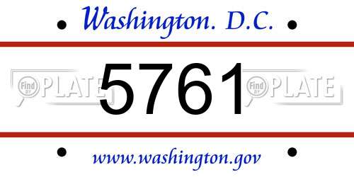 5761 District Of Columbia License Plate