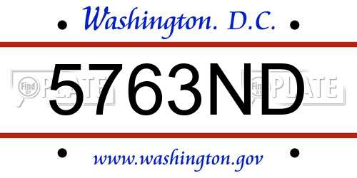 5763ND District Of Columbia License Plate