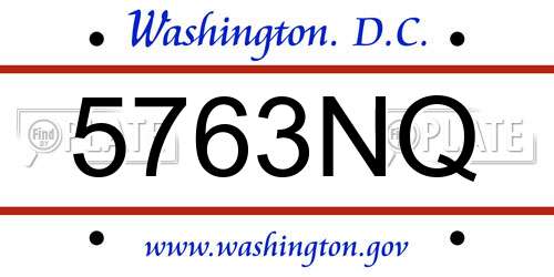 5763NQ District Of Columbia License Plate