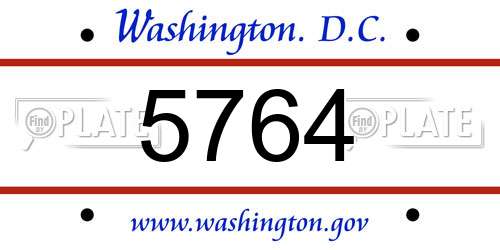 5764 District Of Columbia License Plate