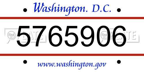 5765906 District Of Columbia License Plate