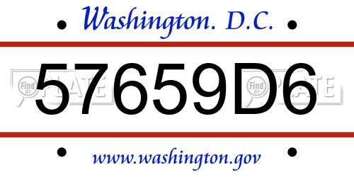 57659D6 District Of Columbia License Plate