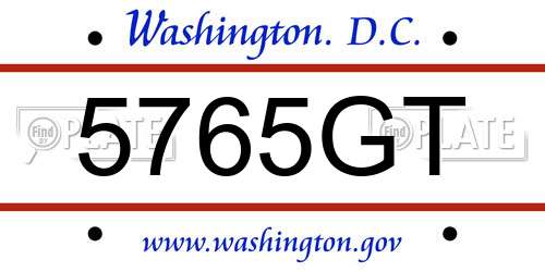 5765GT District Of Columbia License Plate