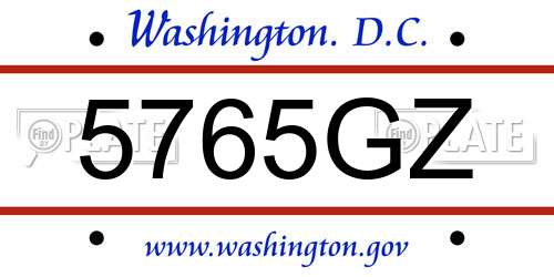 5765GZ District Of Columbia License Plate