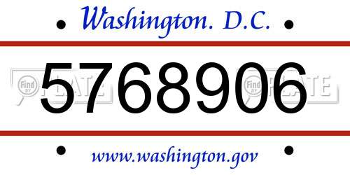 5768906 District Of Columbia License Plate