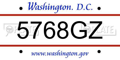 5768GZ District Of Columbia License Plate