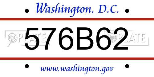 576B62 District Of Columbia License Plate