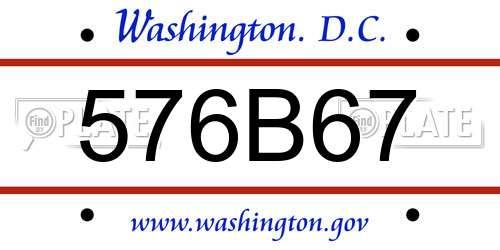 576B67 District Of Columbia License Plate