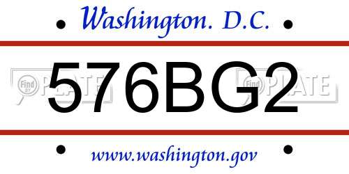 576BG2 District Of Columbia License Plate