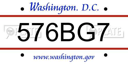 576BG7 District Of Columbia License Plate