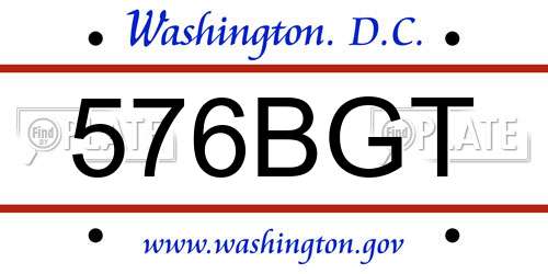 576BGT District Of Columbia License Plate