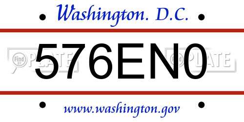 576EN0 District Of Columbia License Plate