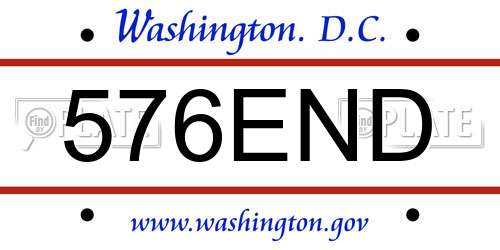 576END District Of Columbia License Plate