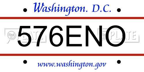 576ENO District Of Columbia License Plate