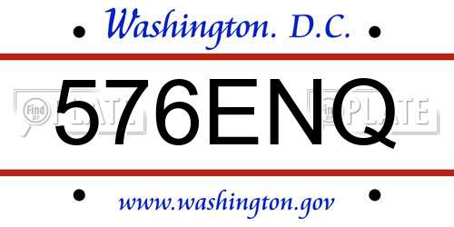 576ENQ District Of Columbia License Plate