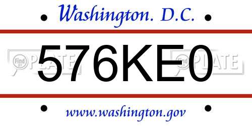 576KE0 District Of Columbia License Plate