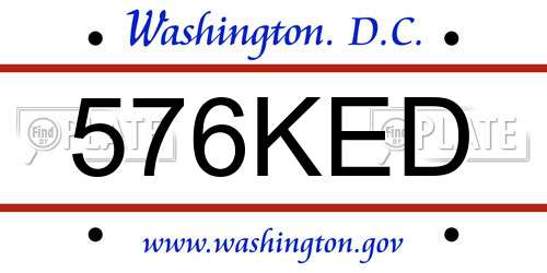 576KED District Of Columbia License Plate