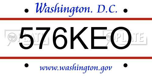 576KEO District Of Columbia License Plate