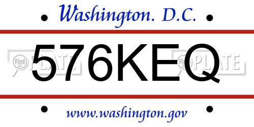 576KEQ District Of Columbia License Plate