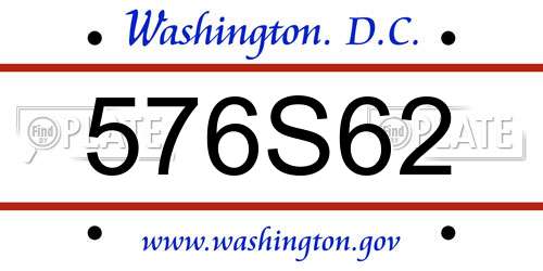 576S62 District Of Columbia License Plate