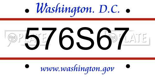 576S67 District Of Columbia License Plate