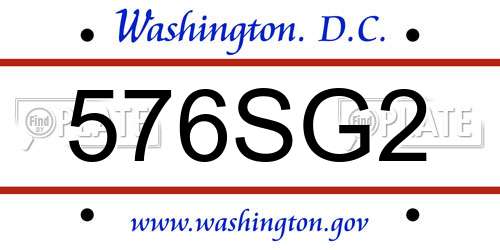 576SG2 District Of Columbia License Plate