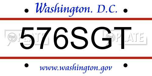 576SGT District Of Columbia License Plate