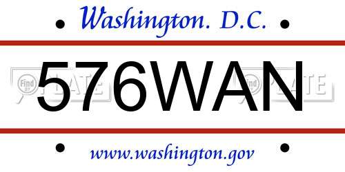 576WAN District Of Columbia License Plate