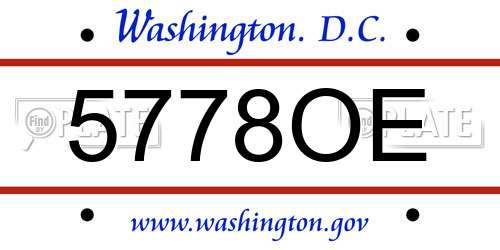 5778OE District Of Columbia License Plate