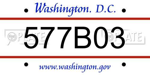 577B03 District Of Columbia License Plate