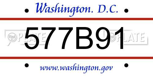 577B91 District Of Columbia License Plate