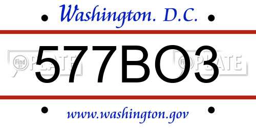 577BO3 District Of Columbia License Plate