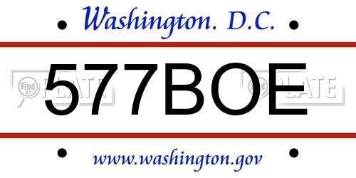 577BOE District Of Columbia License Plate