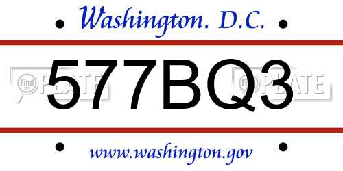 577BQ3 District Of Columbia License Plate