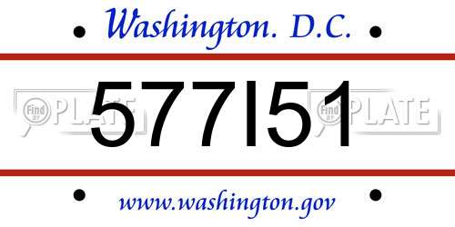 577I51 District Of Columbia License Plate