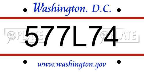 577L74 District Of Columbia License Plate