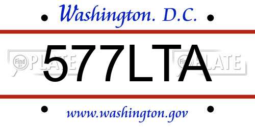577LTA District Of Columbia License Plate