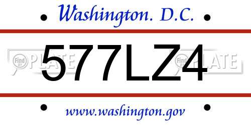 577LZ4 District Of Columbia License Plate