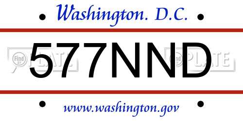 577NND District Of Columbia License Plate