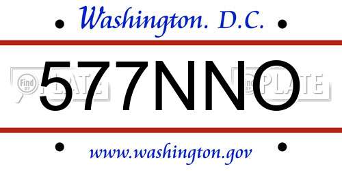 577NNO District Of Columbia License Plate