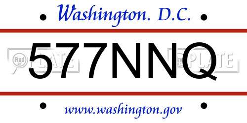 577NNQ District Of Columbia License Plate