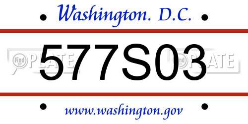 577S03 District Of Columbia License Plate
