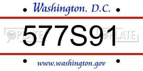 577S91 District Of Columbia License Plate