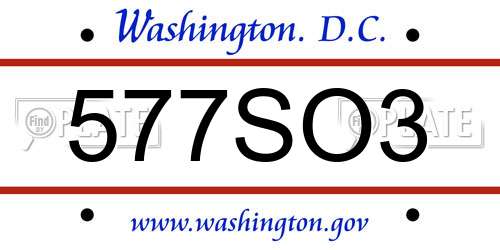 577SO3 District Of Columbia License Plate