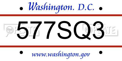 577SQ3 District Of Columbia License Plate