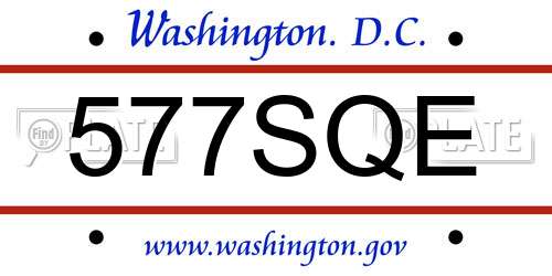 577SQE District Of Columbia License Plate