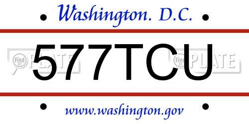 577TCU District Of Columbia License Plate