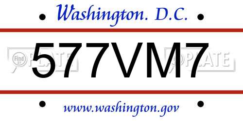 577VM7 District Of Columbia License Plate