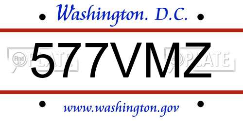 577VMZ District Of Columbia License Plate